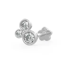 Pasador de nariz de diamante de oro blanco de 18 quilates en 0,20 quilates con atornillado - Imagen 1 de 12