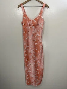 Y2K romantisches weiches Mädchen kokett verträumt ditsy Blumen Satin Schlupfkleid S schick Abschlussball - Bild 1 von 17