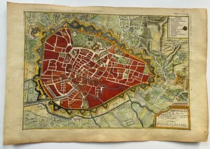 BRUSSELS BELGIUM 1705 NICOLAS DE FER NICE ANTIQUE CITY MAP 18TH CENTURY - Picture 1 of 11