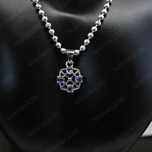 Collar de diseñador certificado de plata 925 colgante de tanzanita natural de 8,65 g sin calefacción - Imagen 1 de 6