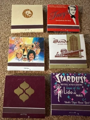Vintage  Las Vegas Casino Matchbooks   6  Lot Unstruck  Sands   MGM+   Free Ship - Image 1 of 2