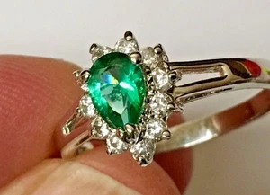 STERLING DECORATIVE  RING WITH STONES  NUMBER 2 - Picture 1 of 5