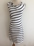 Ann Taylor LOFT Petites Sleeveless Cowl Neck Sheath Dress White w/Navy Size XSP
