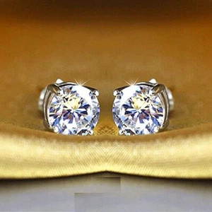Simple Stylish Zirconia 925 Sterling Silver Earrings For Women & Girls - Picture 1 of 5