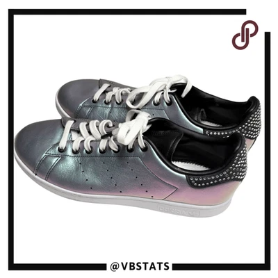 Adidas Women's Stan Smith Metallic Iridescent Crystal Sneakers Silver Size 11 - Image 1 of 4