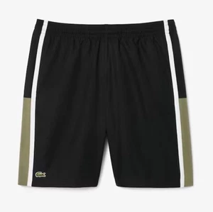 Lacoste Herren leichte Colorblock Streifen Tennisshorts Medium schwarz grün - Bild 1 von 7