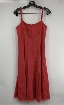 NWT Tahari Women's Red Sleeveless Spaghetti Strap Scoop Neck A-Line Dress Size 8 - Image 1 of 4