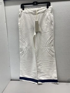 Margittes Womens Wide Leg Fringe Hem French Terry Pants Size S/IT 36 White - Picture 1 of 14