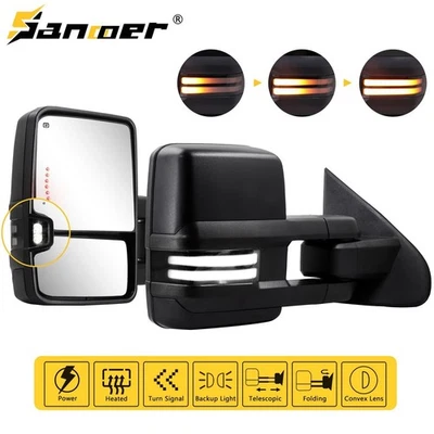 For 2015-2019 Silverado Sierra 2500HD 3500HD Power Heated Towing Mirrors Smoked - Image 1 of 4