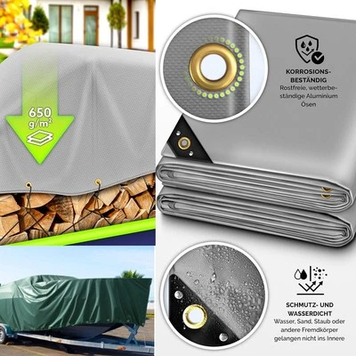 CELESTA 650g/m² Abdeckplane Gewebeplane Plane Schutzplane Bootsplane mit Ösen Holzplane