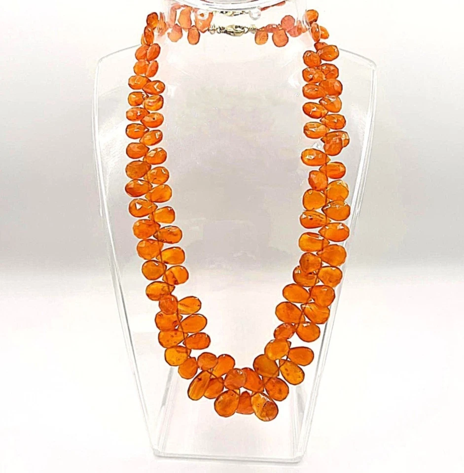 Luxuriöse Karneol Kette – Facettierte Edelsteinkette mit 375er Goldverschluss - Bild 1 von 4