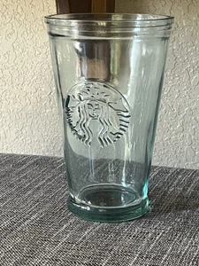 Starbucks Embossed Siren Recycled Glass Cold Cup Tumbler 16 oz Made in Spain - Picture 1 of 5