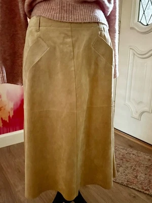 Falda midi ALine de gamuza tostada talla 8 Foto 1 de 3