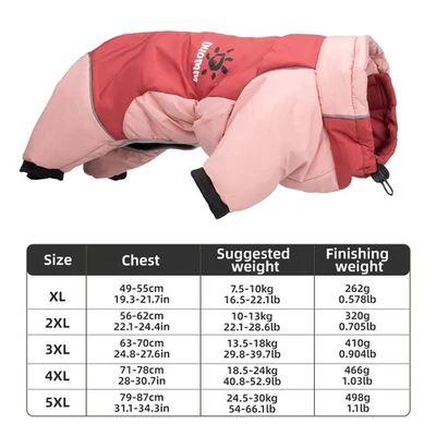 Dog Winter Coat 4 Legs Covered Windproof Waterproof Reflective Warm Large Dogs - Image 1 of 4