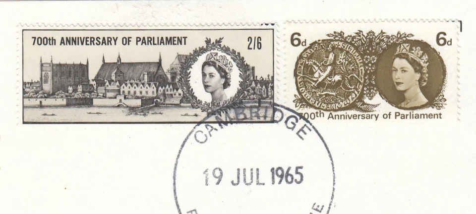 Parliament 700th non-phosphor GB Used Cambridge 1965 ON PIECE (147523) - Image 1 of 1