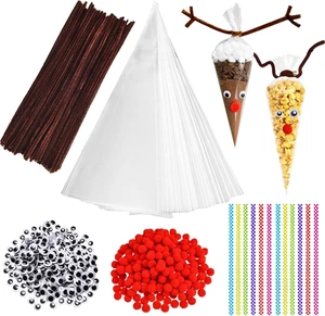 100 Stück Süßigkeiten Tüten, 25X13Cm Candy Bar Tüten, Spitztüten Transparent Cel - Bild 1 von 12