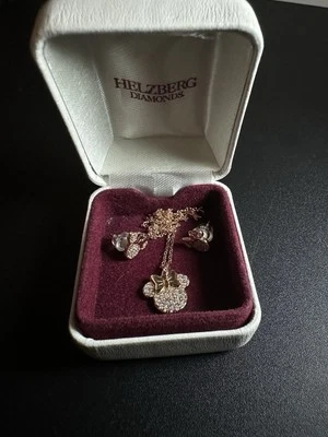 Minnie Mouse Pendant Necklace & Matching Earrings In 18k Rose Gold  - Image 1 of 4