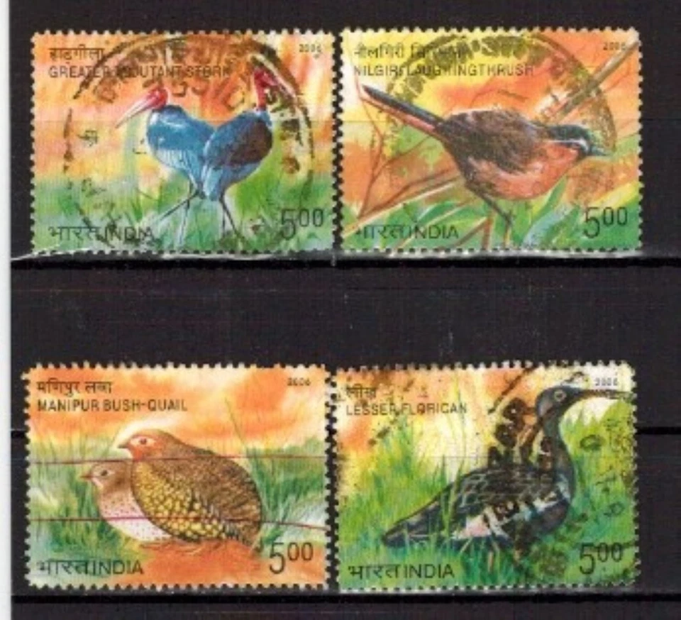 Estampillas de la India: aves 2006, SC 2168 (4) usadas Foto 1 de 1