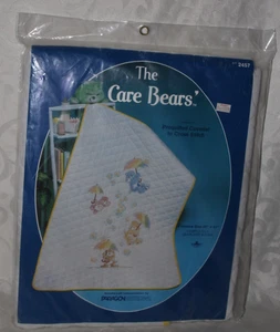 Paragon Needlecraft Prequilted Coverlet to Cross Stitch The Care Bears 30x42 NEW - Picture 1 of 10