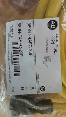 NEW Allen Bradley 889N-F4AFC-20F BULLETIN 889N QD Cordset Series B 20ft 4-pin - Image 1 of 4