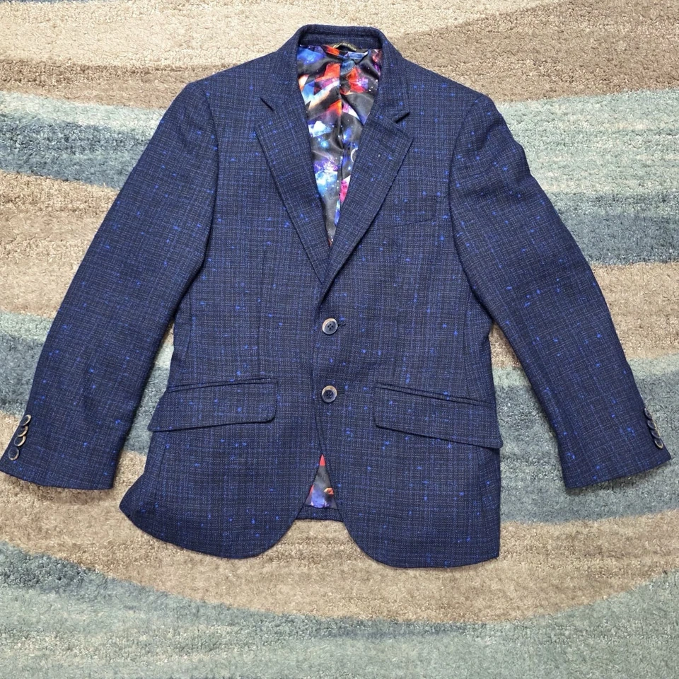 Blazer de lana Robert Graham para niños pequeño azul chaqueta texturizada forro Galaxy pequeño Foto 1 de 4