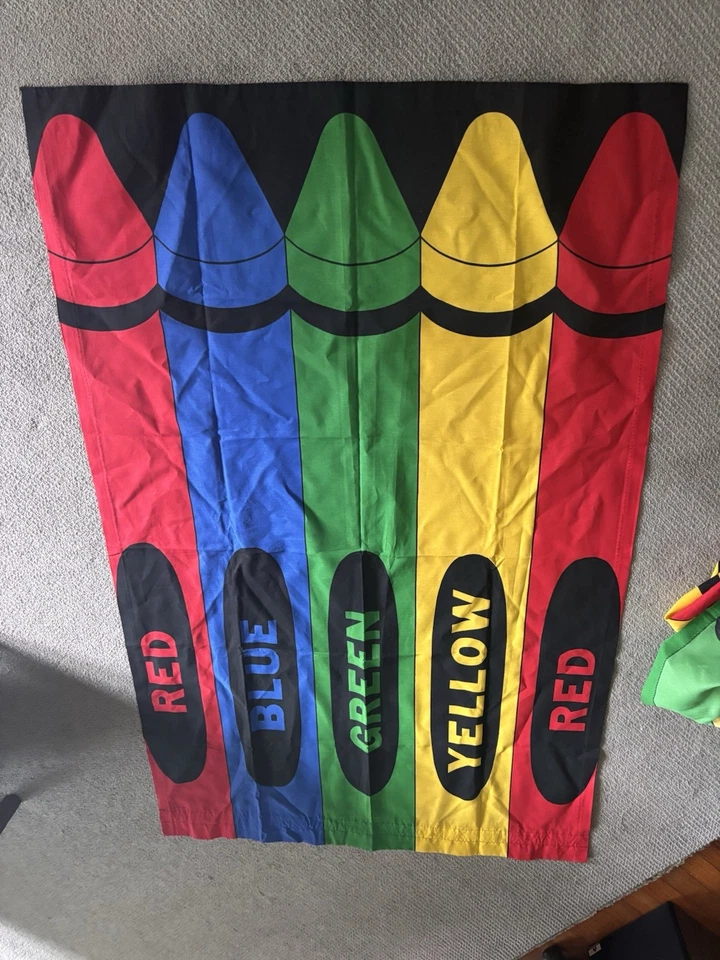 Conjunto de cortinas de lápis de cor vintage anos 90 4 painéis 65”L cores primárias quarto infantil - Imagem 1 de 2