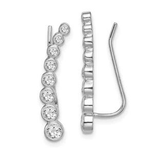 925 Sterling Silver Graduated CZ Ear Climber Earrings - Picture 1 of 4