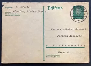 ALEMANIA 1930 8pf Postal Verde Presidente Ebert - Matasellos Luckenwalde (K1223) - Imagen 1 de 2