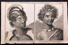 Sandwich Islands Hawaii Portrait of a man with helmet and young woman 1794