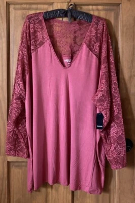 TORRID TOP BLOUSE LACE SHIRT SUPER SOFT  V NECK LACE TOP 5 5X 5XL 28 NEW - Image 1 of 4