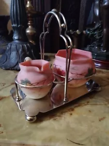Wunderschönes Webb handverziertes burmesisches Glas Milchkännchen & Zucker - Bild 1 von 14
