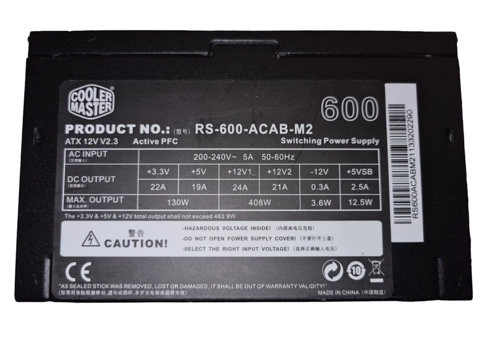 ALIMENTATORE ATX COOLER MASTER RS-600-ACAB-B1 - Immagine 1 di 1