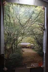 Japan Airlines Stone Steps to Kondo Hall Muro ji Temple vintage travel poster - Picture 1 of 2