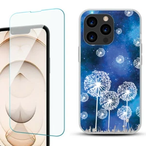 Slim Gel Case für iPhone 13 Pro, mit Hartglas - Pusteblume Sterne - Bild 1 von 4