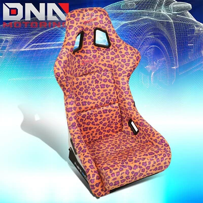 NRG innovations Orange Savage Leopard Fixed Back Bucket Seat FRP-302-OR-SAVAGE - Image 1 of 4