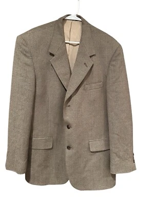 PERRY ELLIS Mens Tweed Blazer Sport Coat Casual Jacket Size 44R Wool Brown EUC - Image 1 of 4