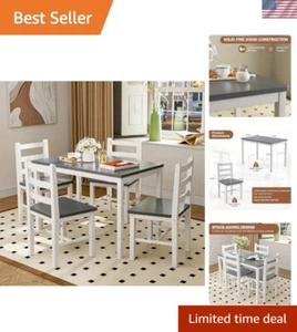 Wood Dining Table Set(5-Piece), Kitchen Table and Chairs Set of 4, Space-Savi... - Picture 1 of 7