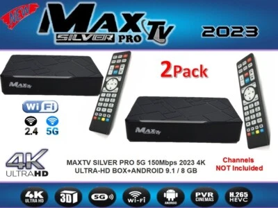 NEW 2PACK MAXTV SILVER PRO 5G 150Mbps  2025 4K ULTRA-HD BOX 8 GB - Image 1 of 4