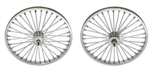 Lowrider Fahrrad Chrom 20" Twisted Spoke Laufradsatz. Untersetzer vorne und hinten - Bild 1 von 1