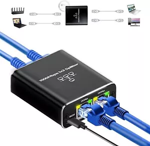 Divisor Ethernet 1 a 3 1000 Mbps Gigabit de alta velocidad, adaptador divisor RJ45 - Imagen 1 de 8