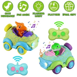 2X Dinosaur Remote Control Car with Headlights Kids RC Toys for Boys Girls Gift - Picture 1 of 15