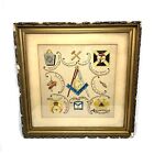 Masonic Embroidered Patches Framed Large Antique 28X28