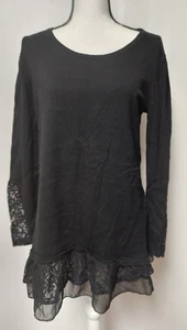 Style & Co. Womens Black sweater dress with lace inserts on sleeves Size Medium - Picture 1 of 5