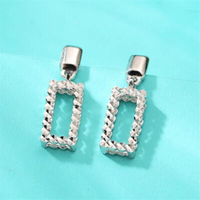 Pendientes cuadrados brillantes de la suerte de regalo de platino 950 puro Pt950 para mujer 2,4-2,6 g Foto 1 de 4