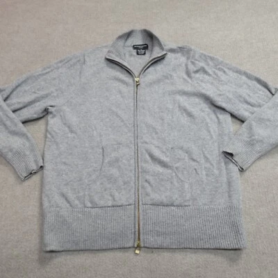 Suéter para mujer Sutton Studio 2X gris cremallera completa 100 % cachemir cárdigan Foto 1 de 4