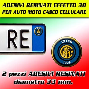 2 pz ADESIVI RESINATO STICKER INTER ADESIVO EFFETTO 3D NUOVO!! MOTO AUTO TARGA - Foto 1 di 1