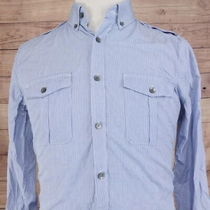 EXPRESS EXTRA SLIM FIT BLAU WEISS GESTREIFTES BUTTON DOWN HEMD HERREN GRÖSSE M 15-15,5 - Bild 1 von 8