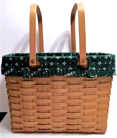 Longaberger Magazine Basket Wooden With Accessories Double Handle 1997 Cover