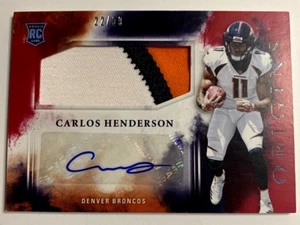 2017 Panini Origins Red Rookie Patch Auto Carlos Henderson 22/99 Denver Broncos - Picture 1 of 3