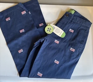 Castaway Nantucket Island Boys 10 Blue Flag USA Embroidered Pants NEW July 4 - Picture 1 of 6